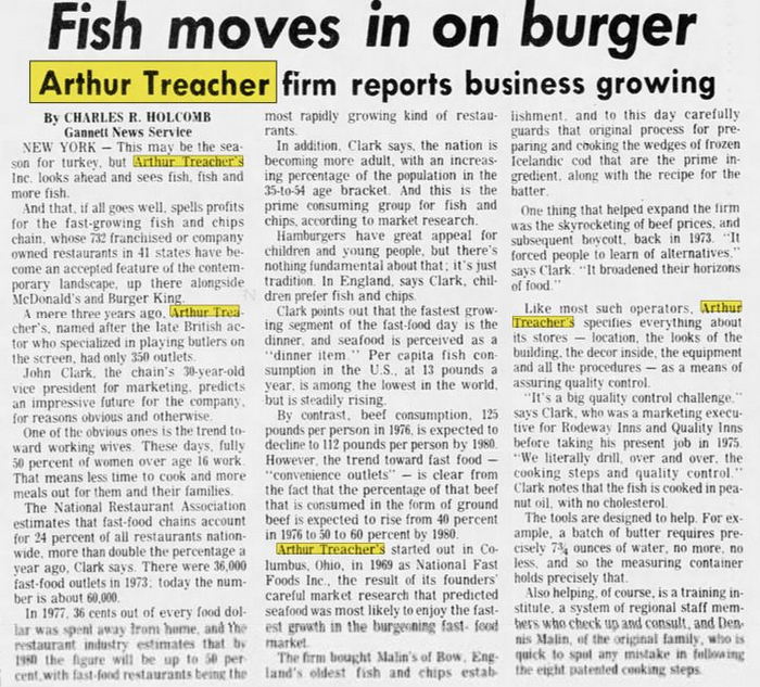 Arthur Treachers Fish & Chips - Nov 1978 Article
